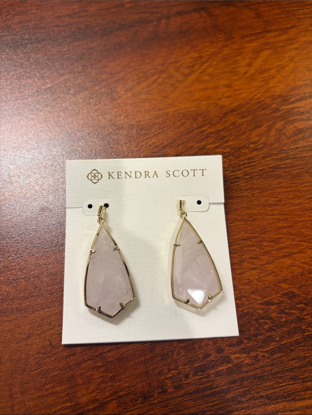 NWT Retired Kendra Scott Carla Gold Rose Quartz Drop Earrings